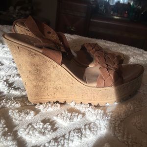 “Bamboo”!Braided strap wedge